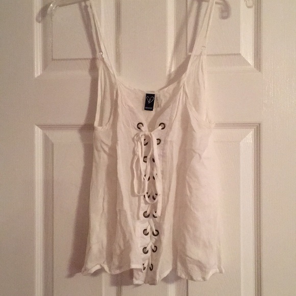 Sheer white lace up tank - Picture 1 of 1